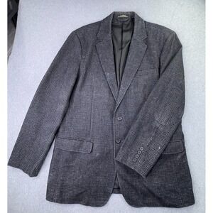 L.L Bean Wool Sport Coat Men's 44 Tall Black Houndstooth Jacket Utility Pockets